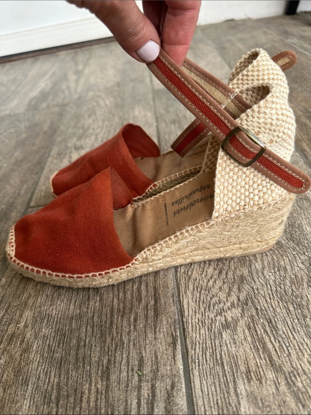 Ramoneiras Handmade in Spain Canvas Wedge Espadrilles Burnt Orange Size 37